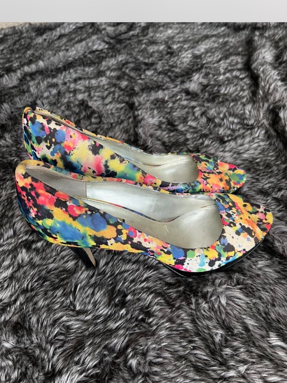 Bandolino Colorful Paint Splatter Peep Toe Heels Size 10